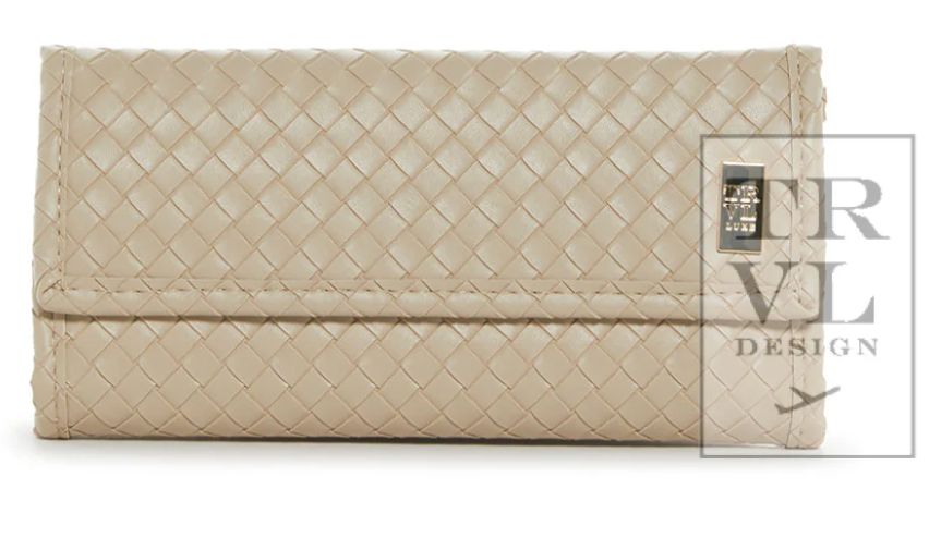 TRVL Luxe Jewelry Wallet- Woven Bisque