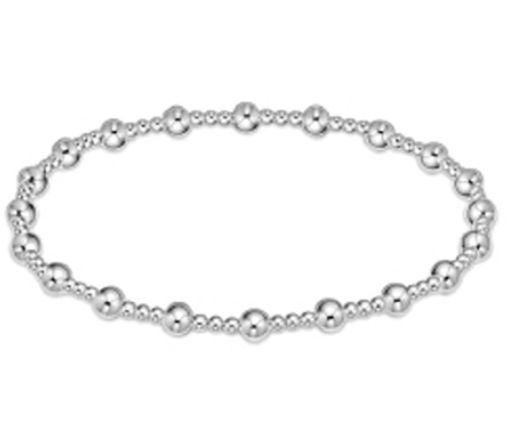 EN Classic Sincerity Pattern 4mm Bead Bracelet Sterling Silver &amp; Pearl