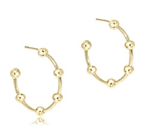 EN Beaded Simplicity 1.5&quot; Post Hoop - 4mm Gold