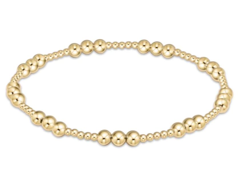 Classic Joy Pattern 4mm Bead Bracelet - Gold