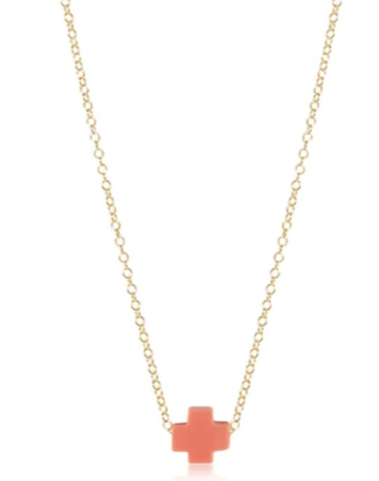 EN 16&quot; Necklace Gold Signature Cross Coral