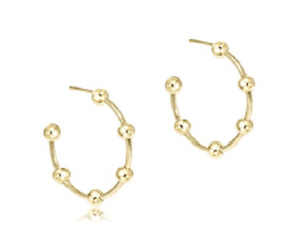 EN Beaded Simplicity 1&quot; Post Hoop - 4mm Gold