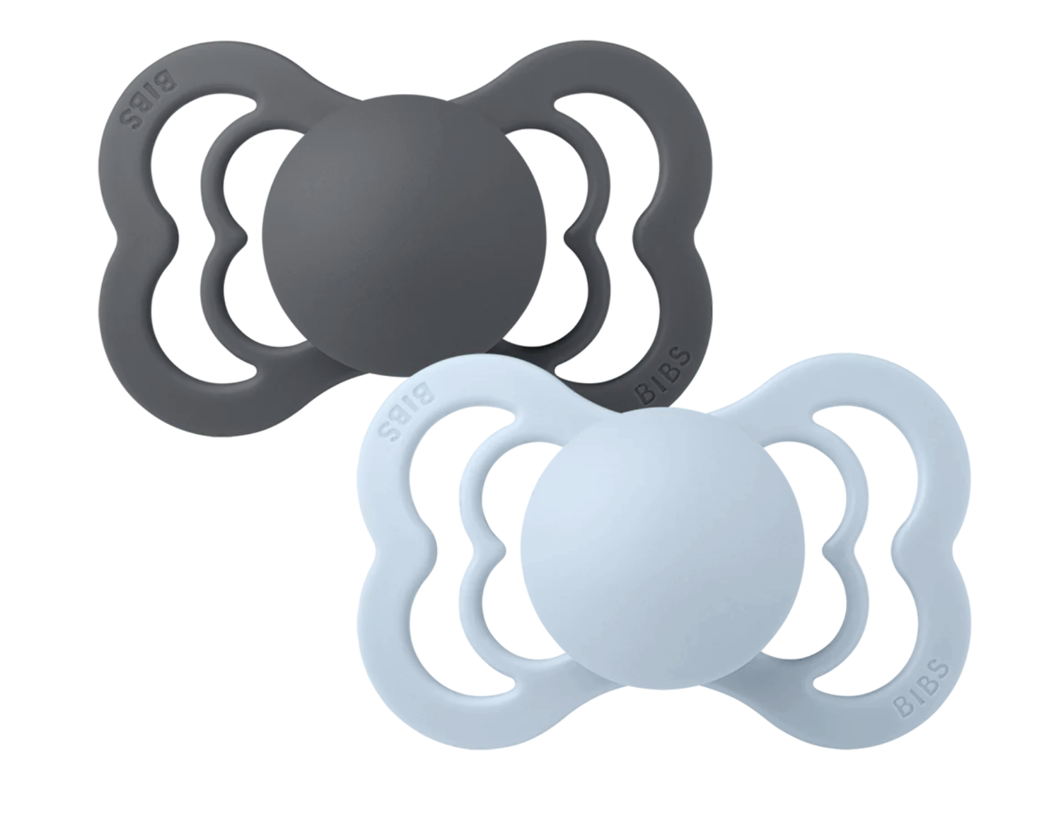 BIBS Supreme 2 Pack Iron/Baby Blue Size 2