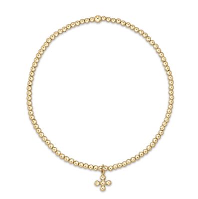 EN Classic Gold 2mm Bead Bracelet- Classic Beaded Signature Cross Small Gold Charm