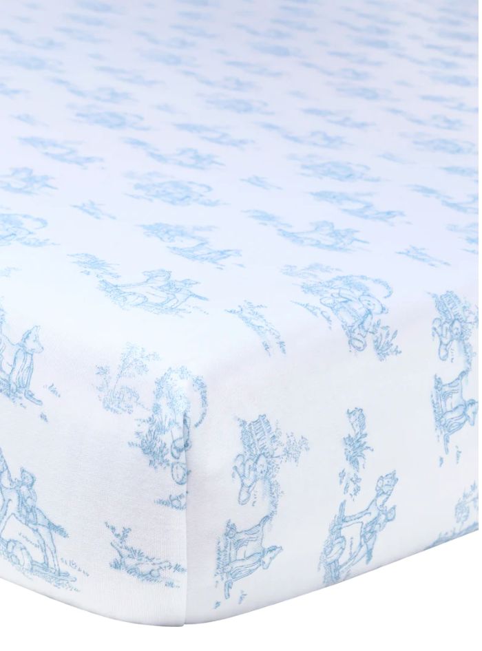 Blue Toile Baby Crib Sheets- Blue