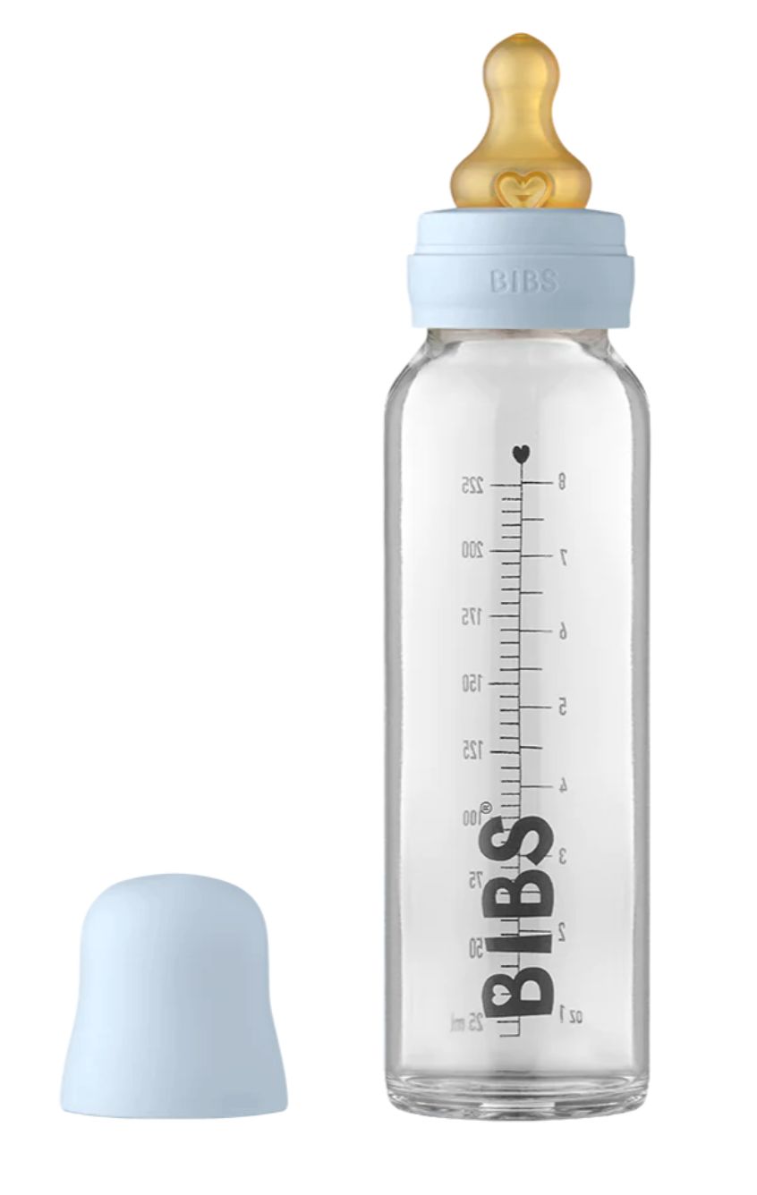 BIBS Baby Glass Bottle Complete Set 225ml Baby Blue