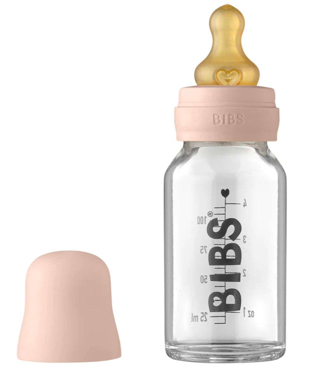 BIBS Baby Glass Bottle Complete Set 110ml Blush