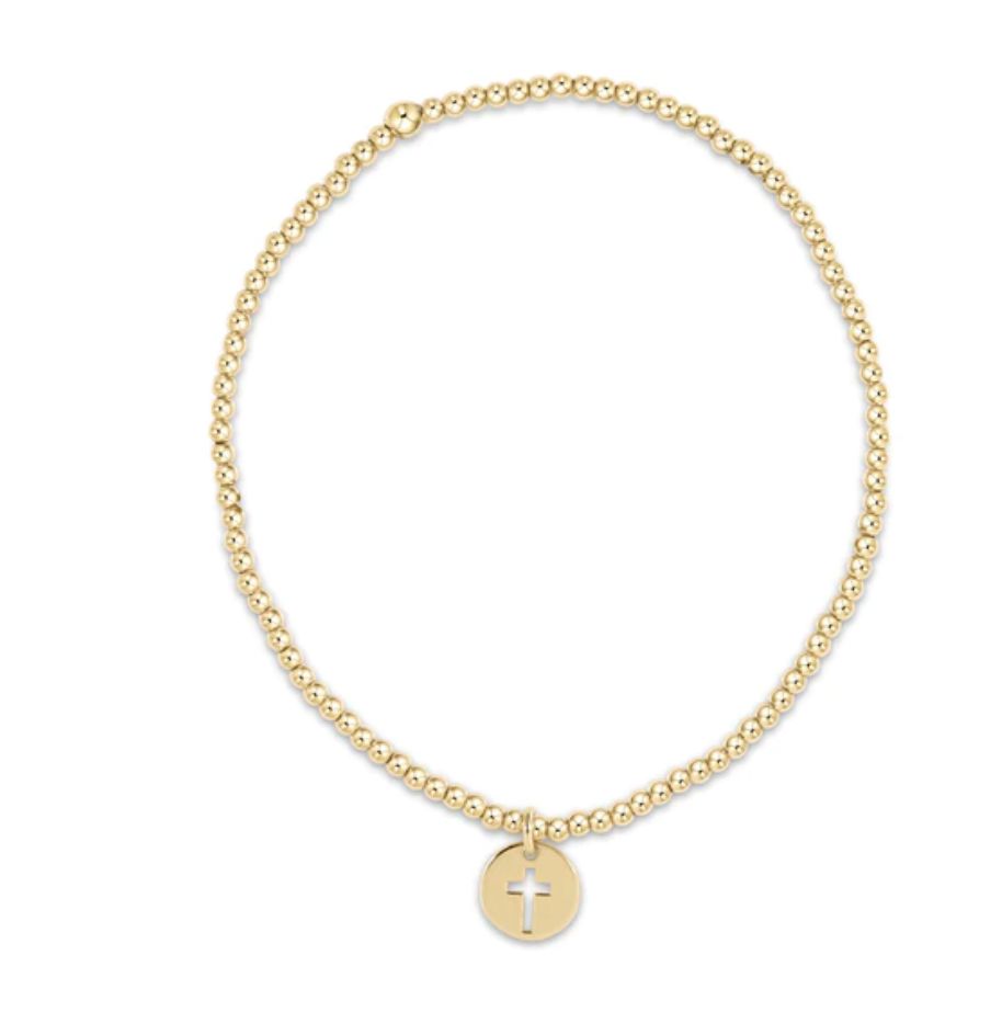 ENewton Classic Gold 2mm Bead Bracelet- Blessed Small Gold Disc