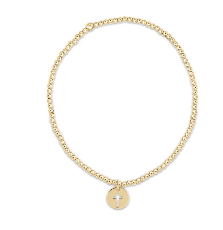 ENewton Classic Gold 2mm Bead Bracelet- Blessed Small Gold Disc