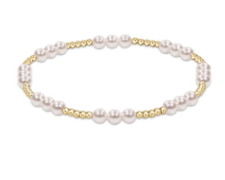 EN Classic Joy Pattern 4mm Bead Bracelet- Pearl