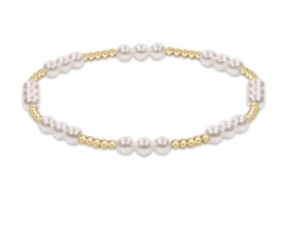 EN Classic Joy Pattern 4mm Bead Bracelet- Pearl