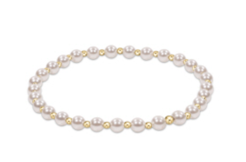 EN Classic Grateful Pattern 4mm Bead Bracelet- Pearl