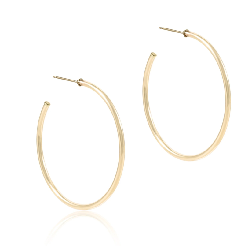 Round Gold Post Hoop 1.75 2mm
