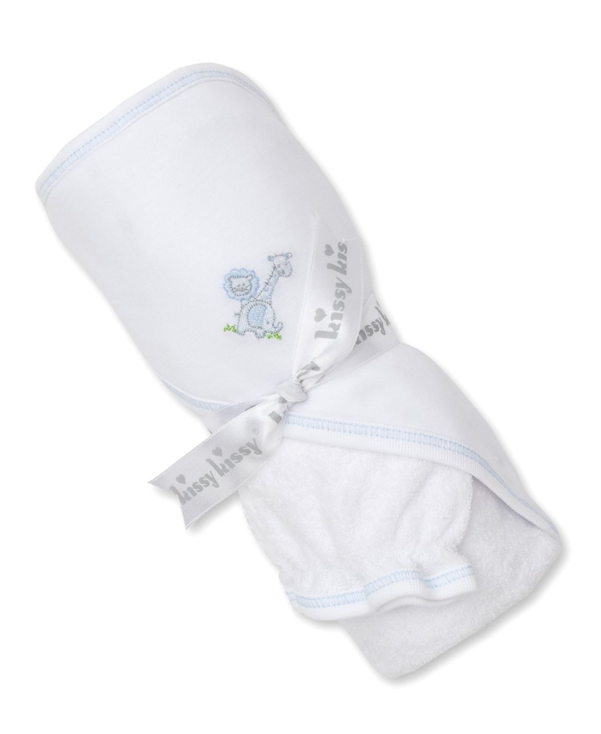 Kissy Kissy Blue Gingham Jungle- Hooded Towel w/ Mitt Set
