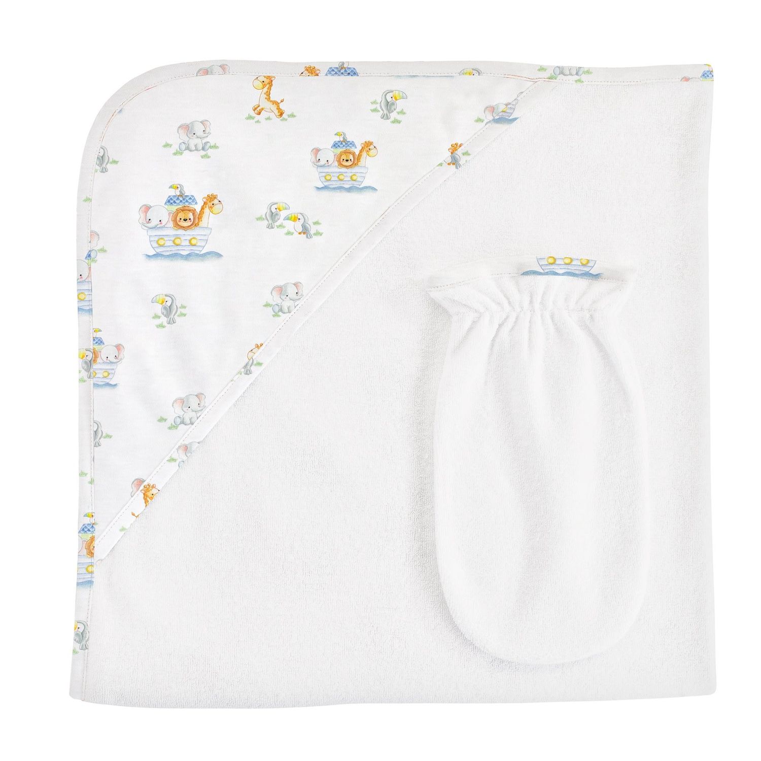 Noah&#39;s Ark Hooded Towel and Washcloth Set