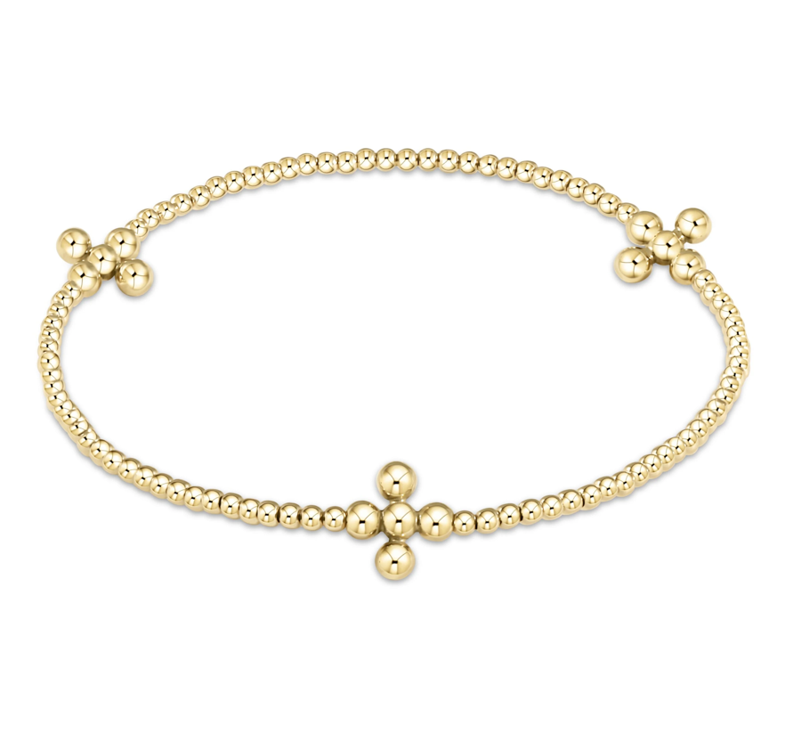 Signature Cross Gold Pattern 3mm Bead Bracelet