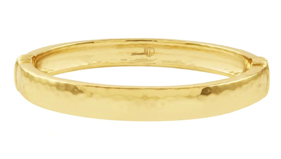 Cleopatra Oval Hinged Bangle, S/M- Gold