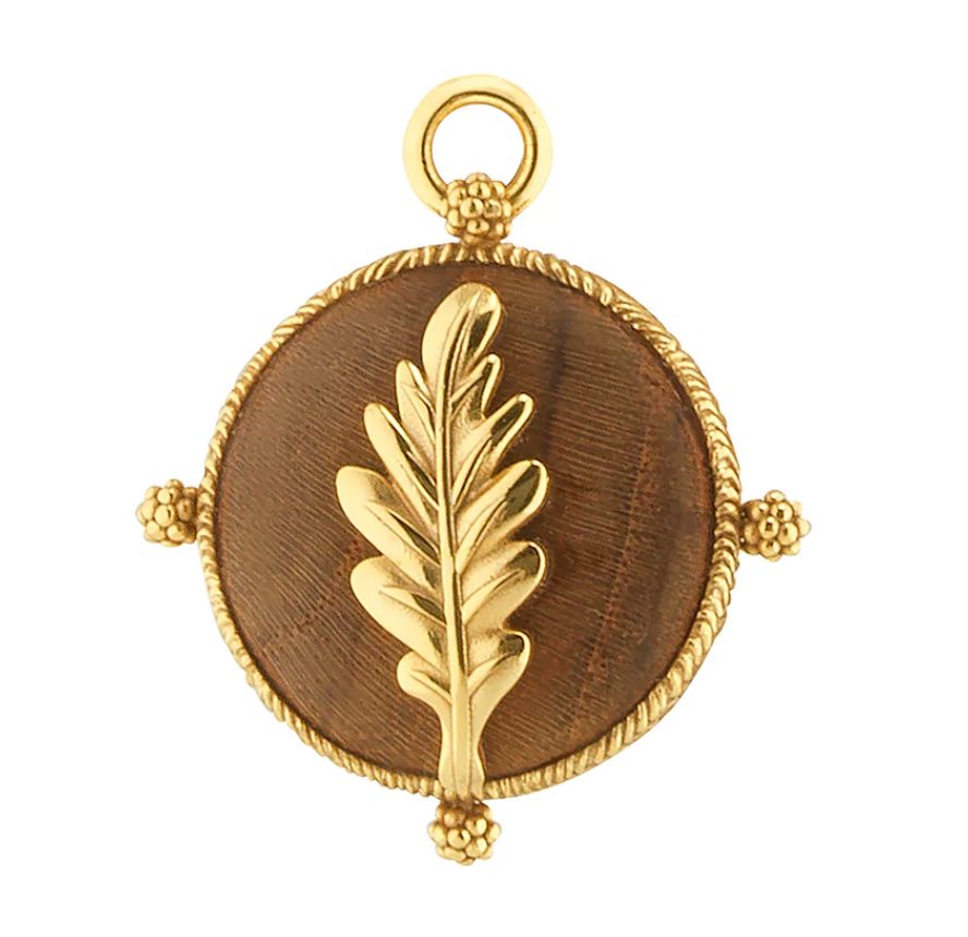 Forest Walk Oak Leaf Double Sided Pendant- Teak/Gold