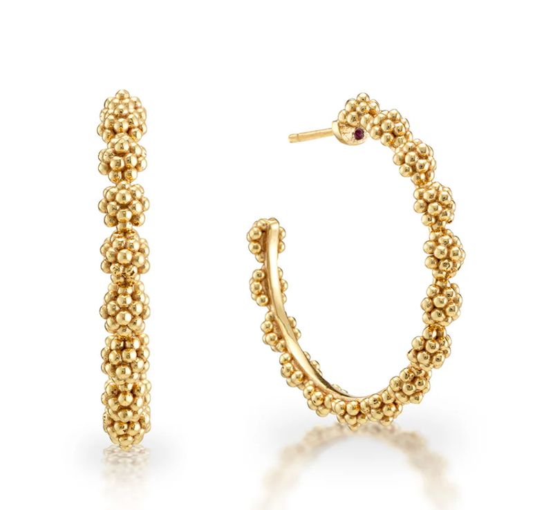 Berry Icon Medium Hoop Earrings- Gold
