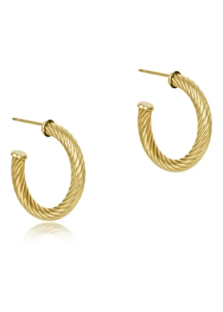 Round Gold 1.125&quot; Post Hoop- 4mm Textured Twist