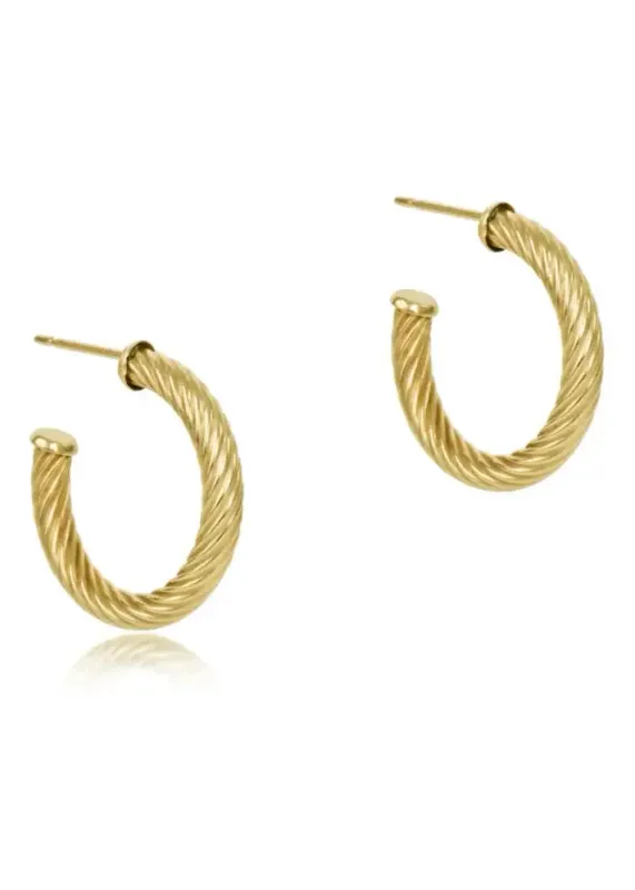 Round Gold 1.125&quot; Post Hoop- 4mm Textured Twist