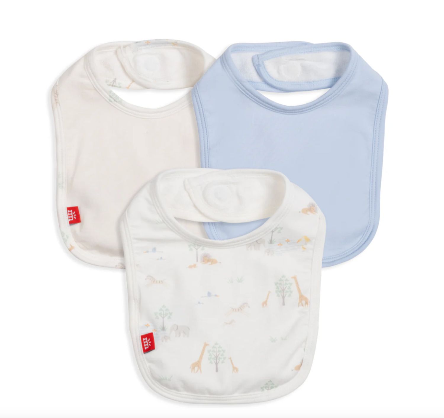 White Serene Safari Infant Bib 3 Pack