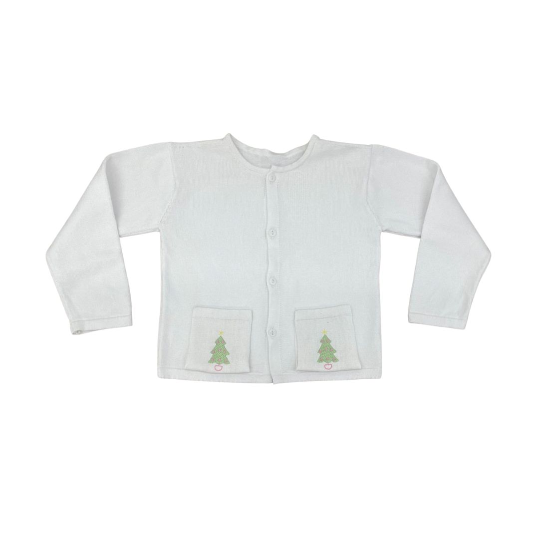 Christmas Tree Burrow Button Down Sweater , Color: Pink, Size: 6M