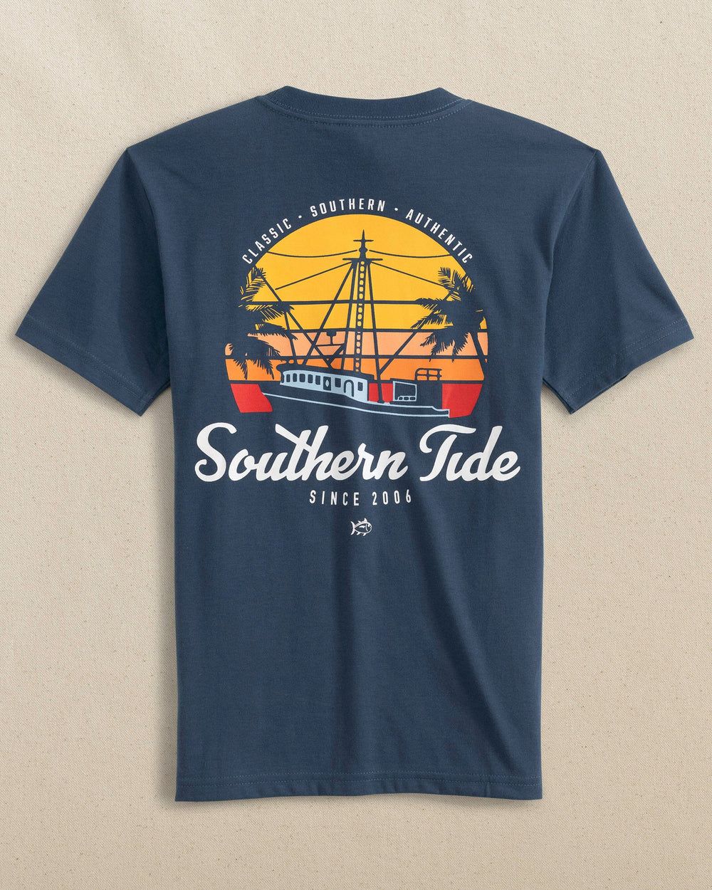 Sunsets and Ships Tee- Aged Denim