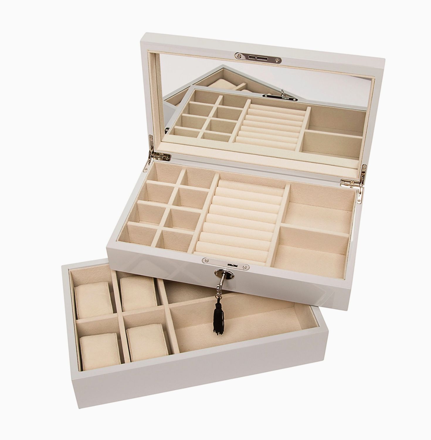 Stackable High-Gloss Jewelry Box- Silver