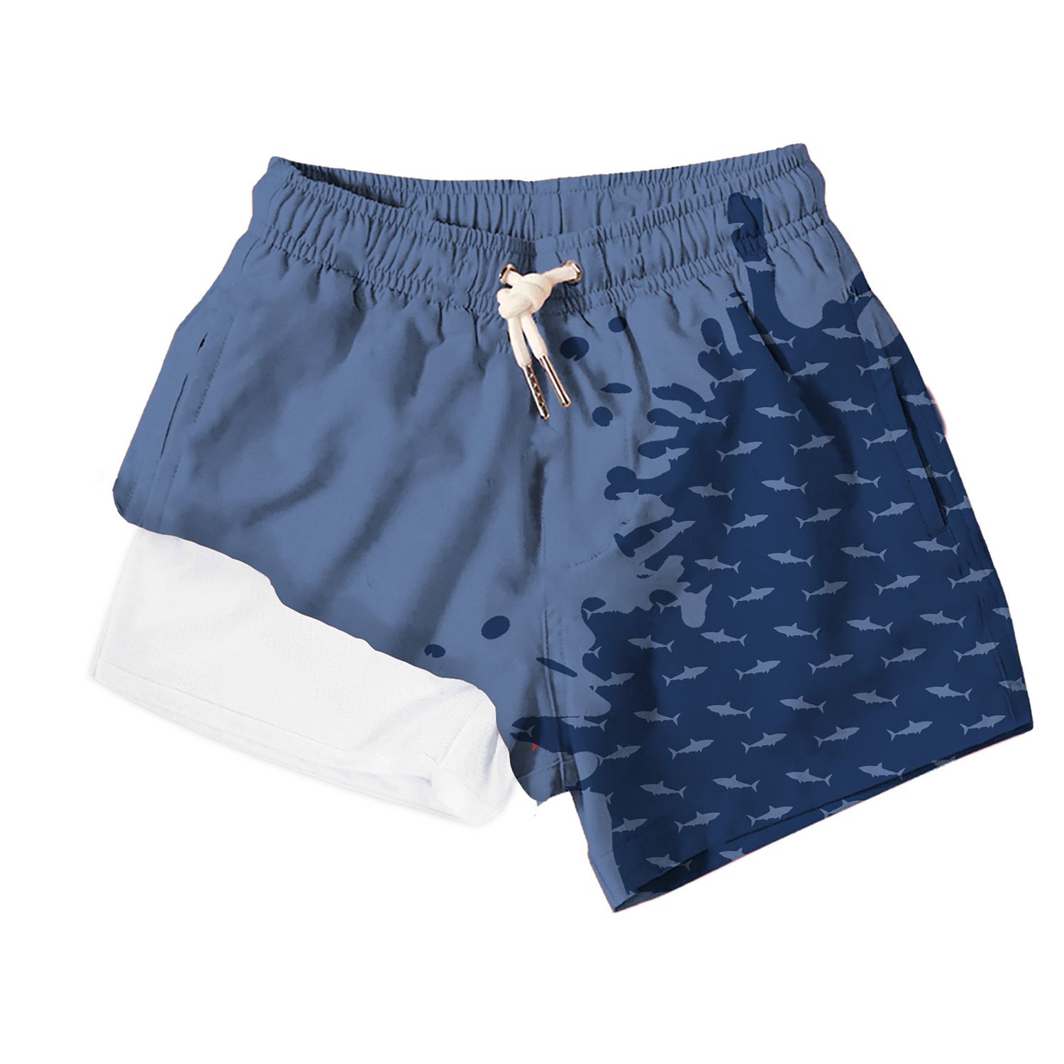 Navy to Shark Swim Trunks