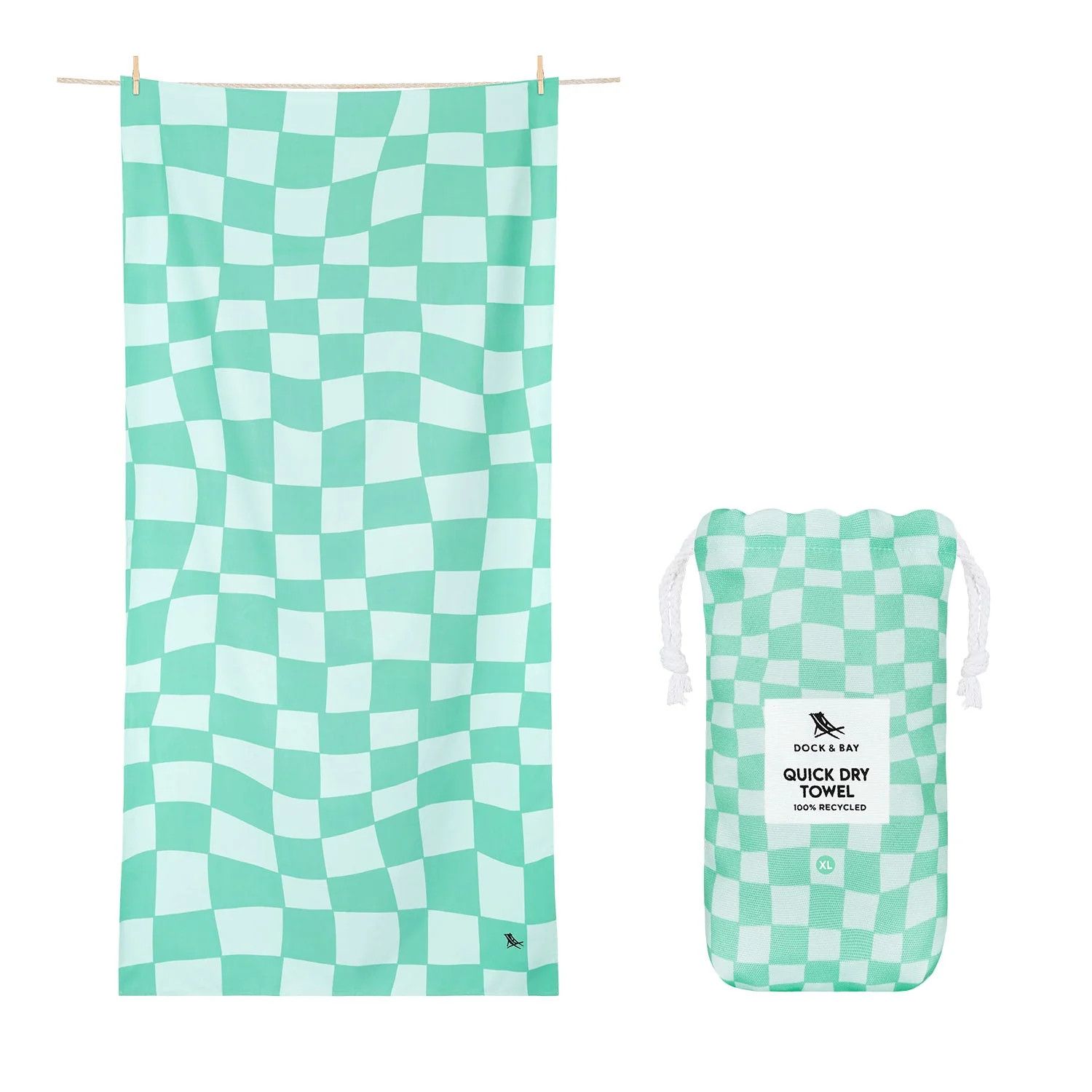 XL Quick Dry Towel Check Mate