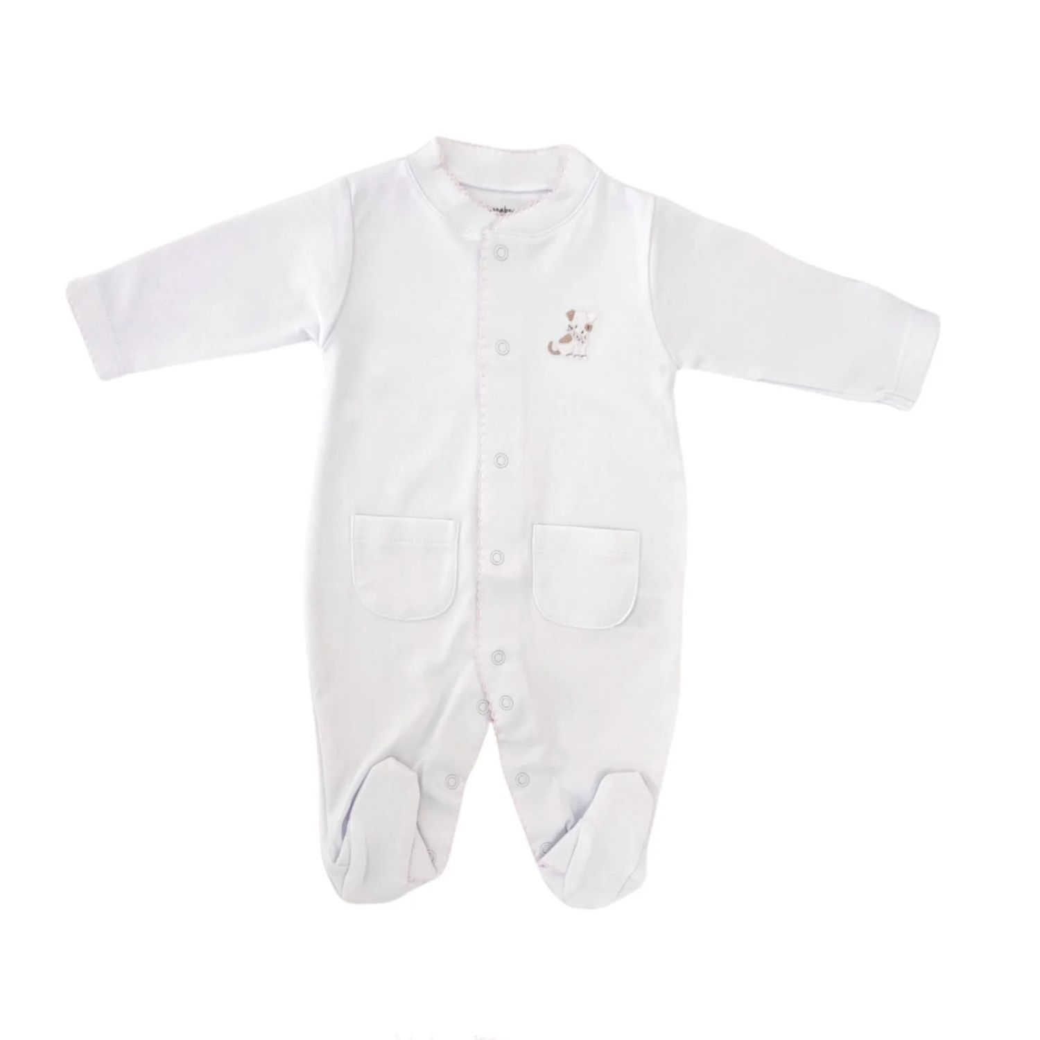Pima Puppy Footie- White and Pink