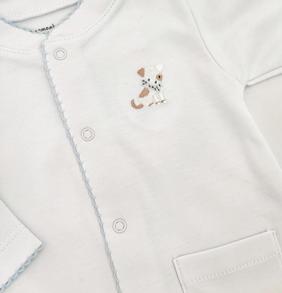 Pima Puppy Footie- White and Blue