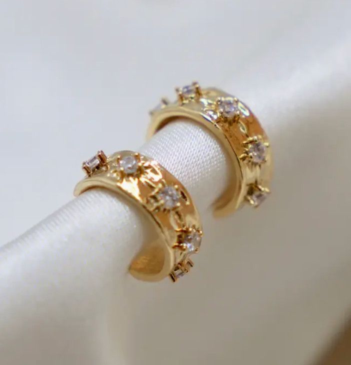 CZ Star Thick Hoops