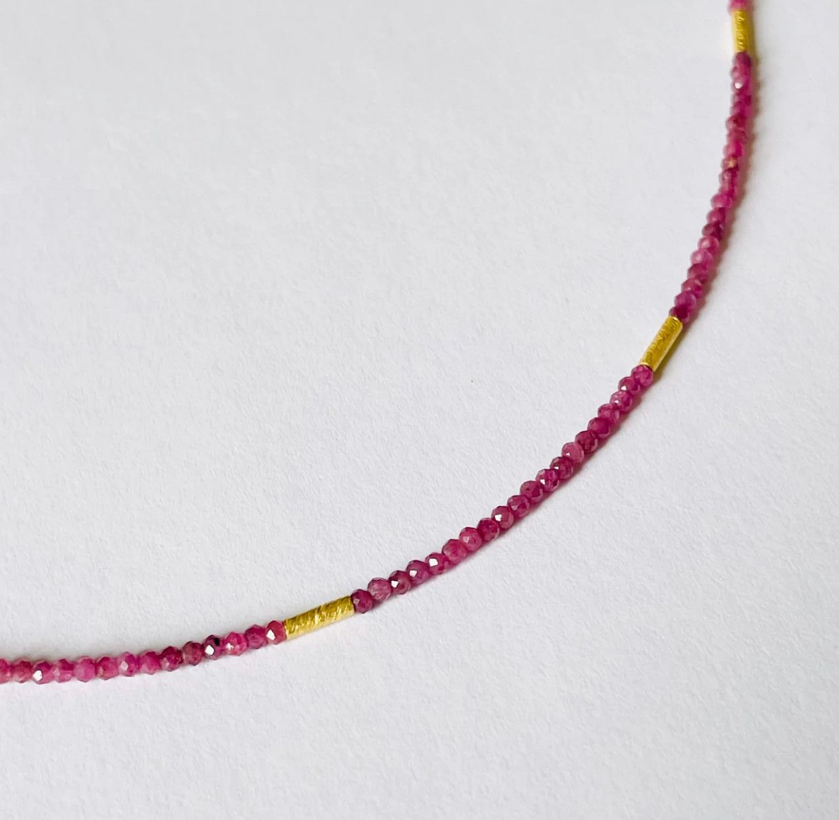 Delicate five gold bar necklace-Ruby