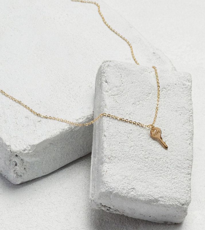 Mini Key Pendant Necklace- Hope