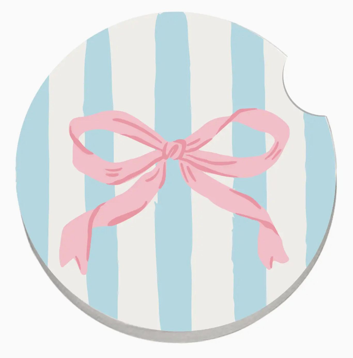 Car Coaster Set of 2 | Pink Bow Blue Stripe