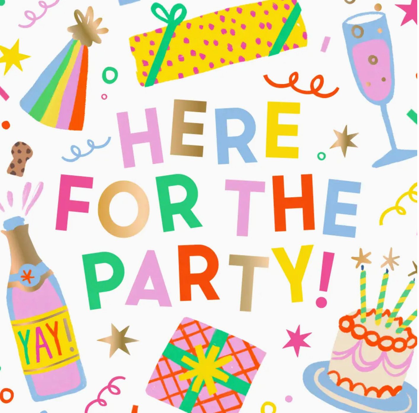 Cocktail Napkins- Here For The Party Foil