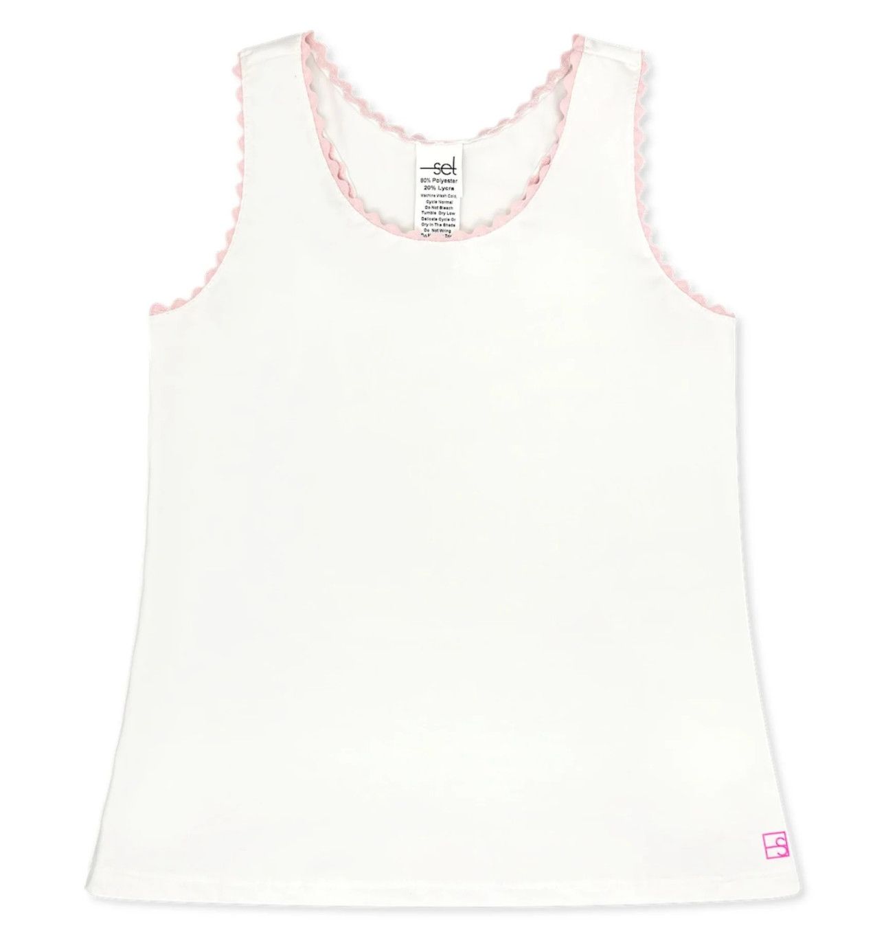 Riley Tank Pure Coconut w/ Cotton Candy Ric Rac