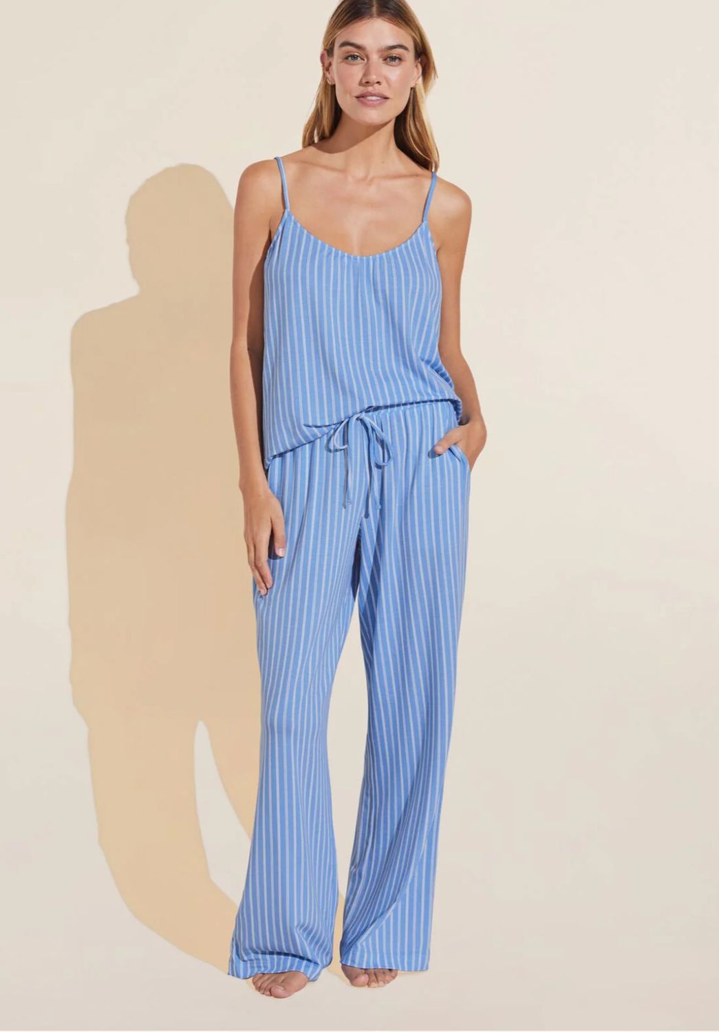 Gisele Printed Cami/Pant PJ Set- Nordic Stripes Vista Blue/IV