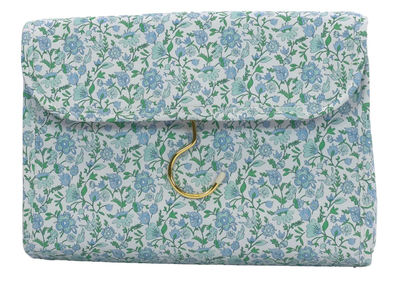 LUXE Hanging Toiletry Case - Hamptons Floral with Chambray Pinstripe Liner