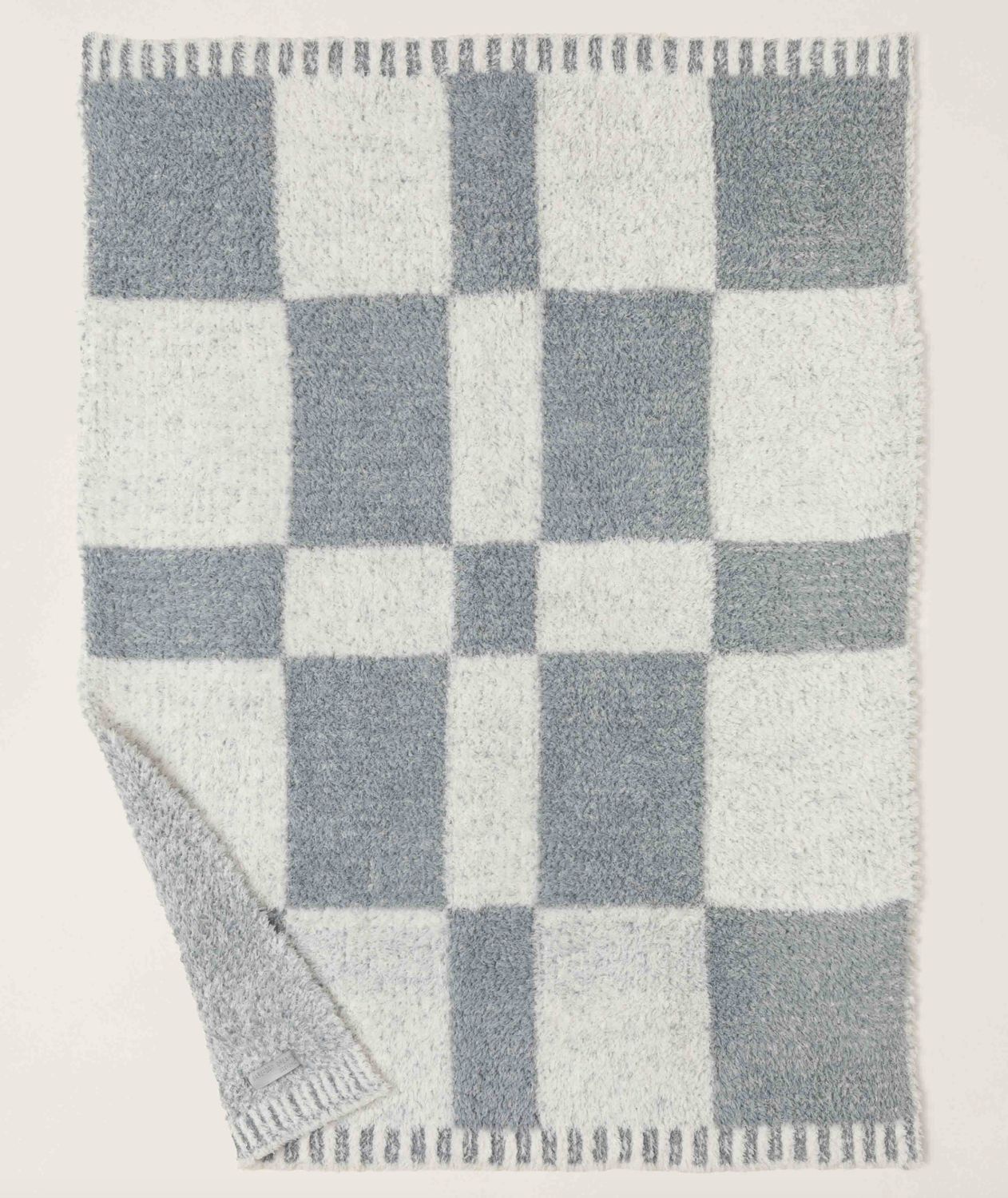 CozyChic Checkered Stroller Blanket- Moonbeam/Cream