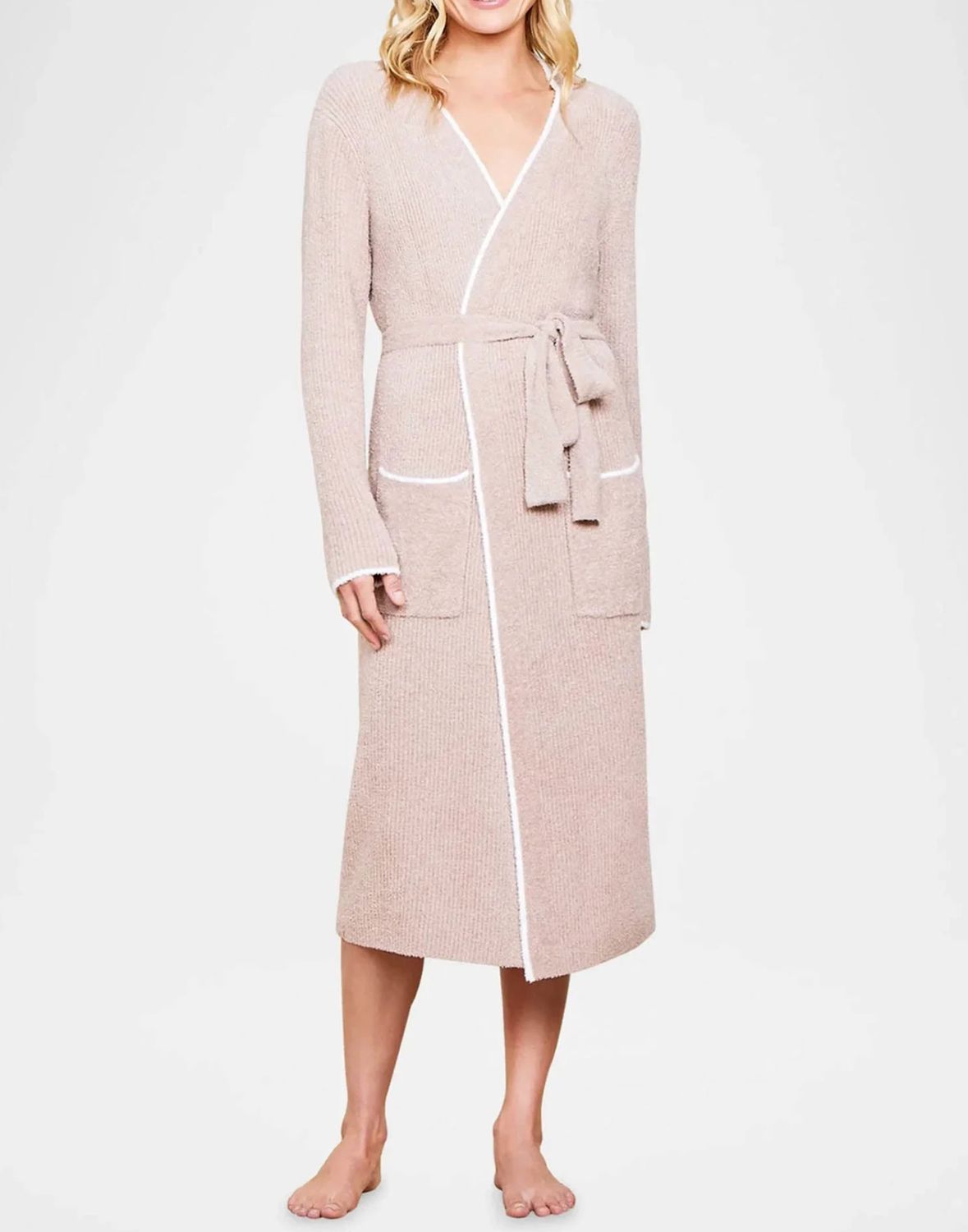 BFD CCL Contrast Ribbed Robe- Willow Pearl
