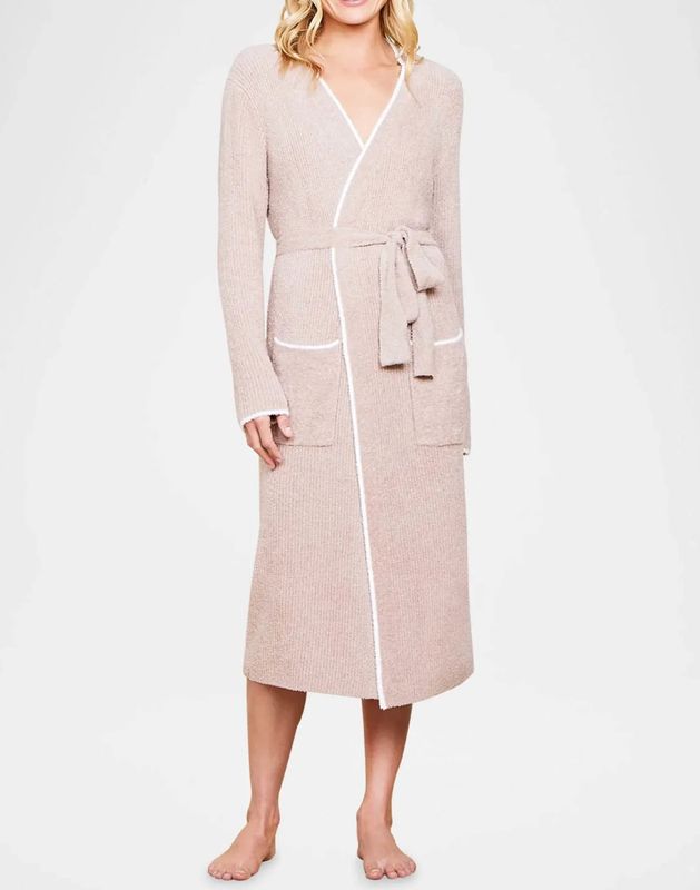 BFD CCL Contrast Ribbed Robe- Willow Pearl