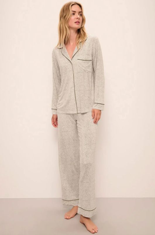 Gisele Printed Long PJ Set-Ella Spark/Moss