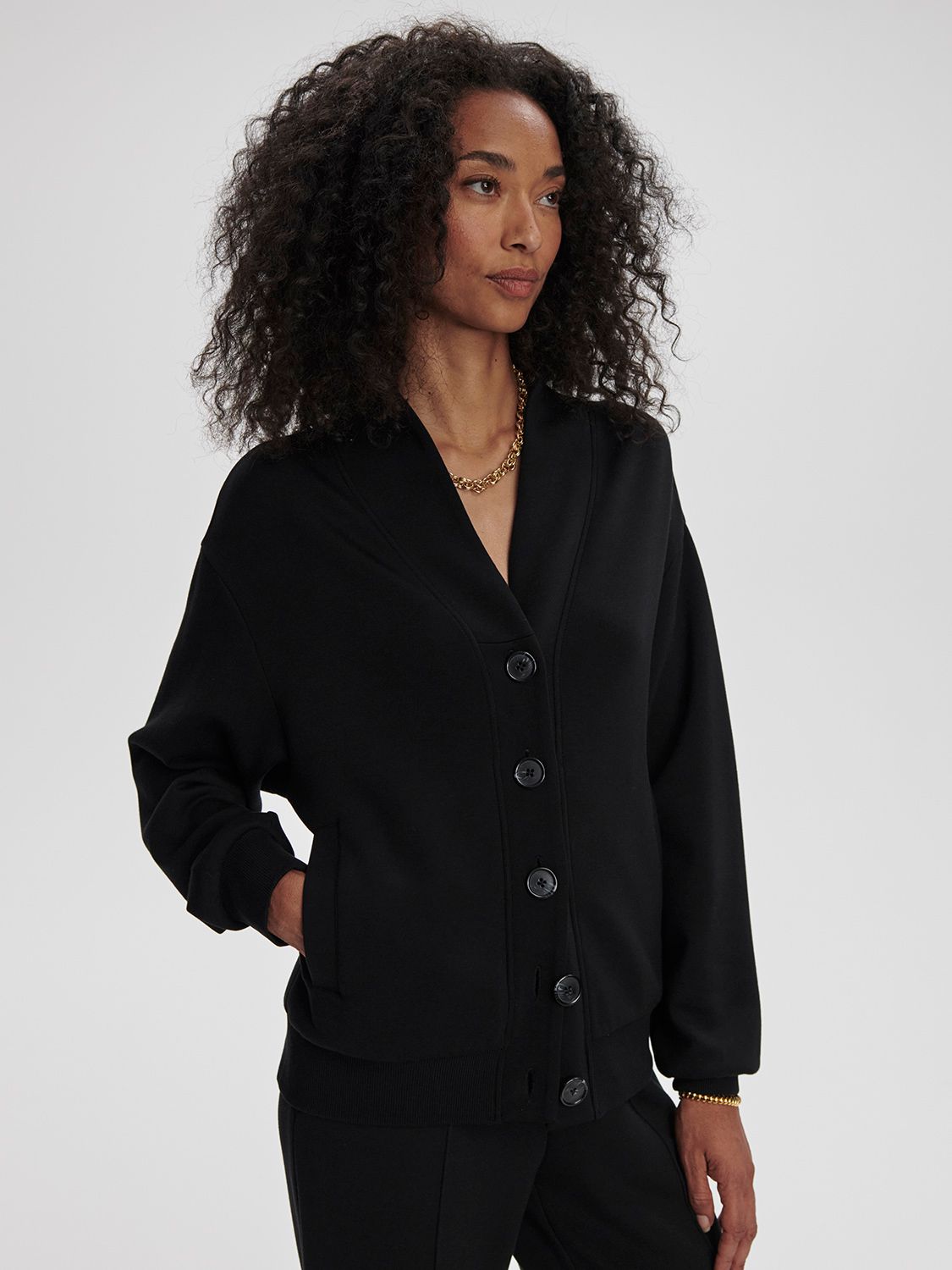 Celeste Button Through Sweat- Black