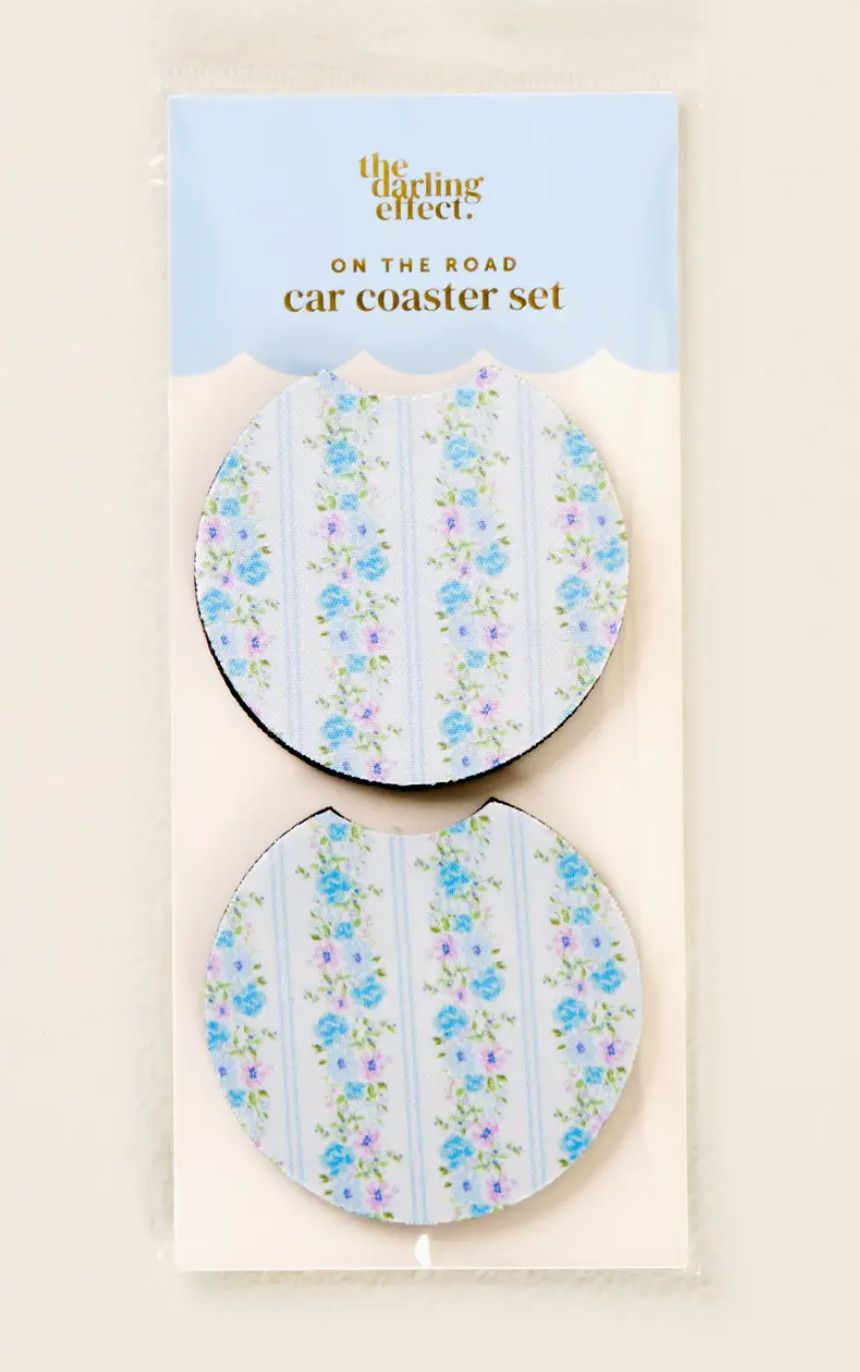 On the Road Car Coaster Set- Petal Parade Blue