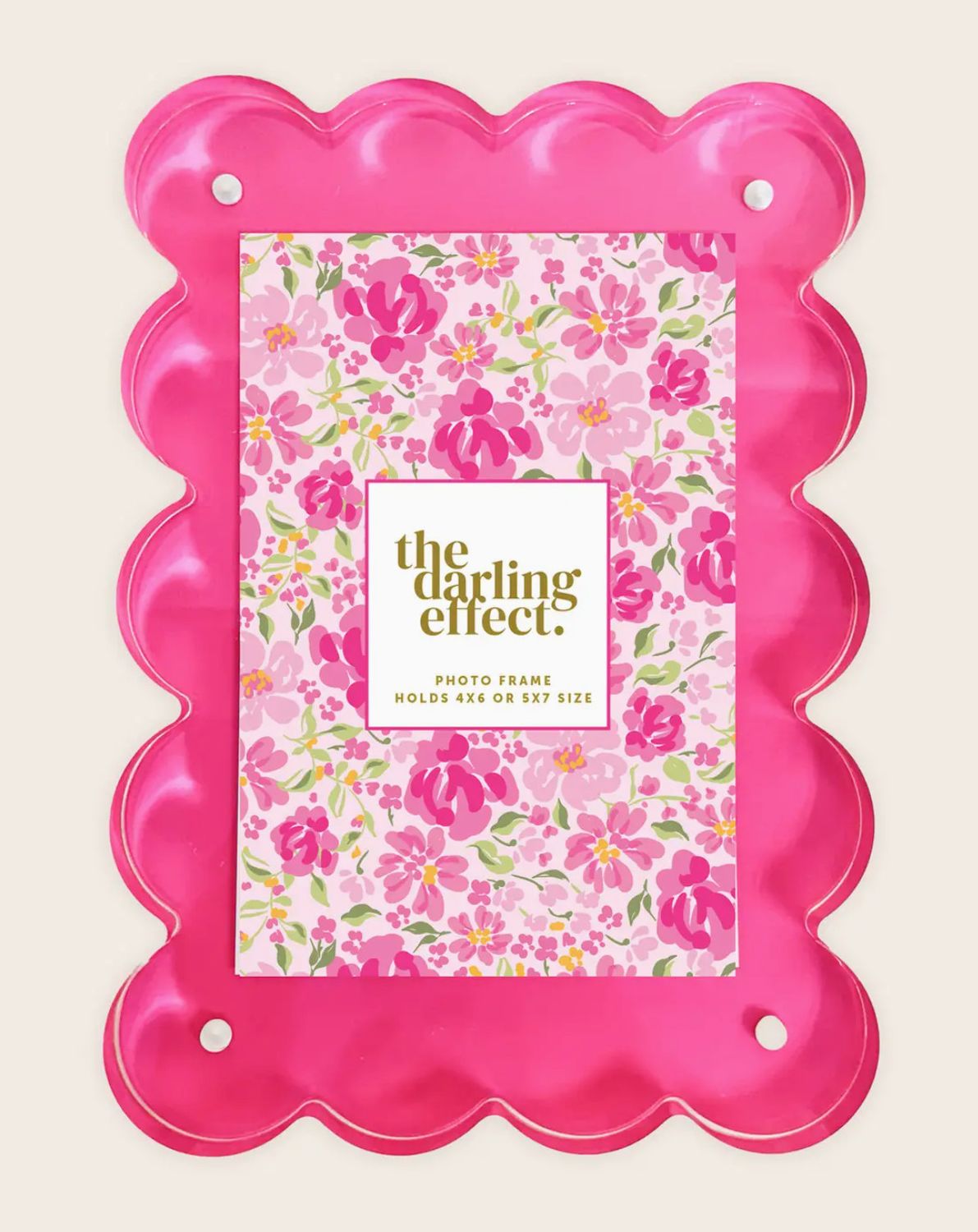 Rectangle Scalloped Acrylic Frame- Hot Pink