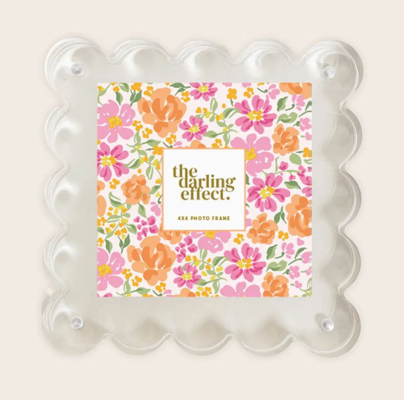 Square Scalloped Acrylic Frame- Clear