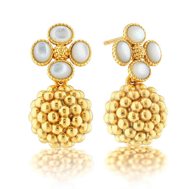 Berry Clover Drop Earrings- MOP